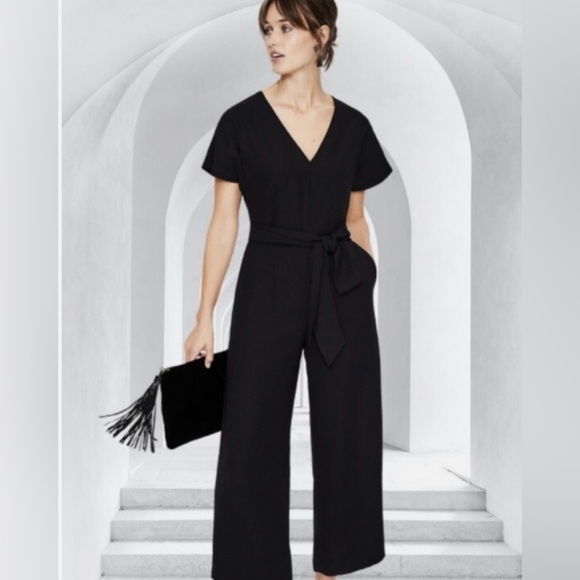 Boden Pants - Boden Romilly Black Tie Waist V-Neck Jumpsuit black size 4P